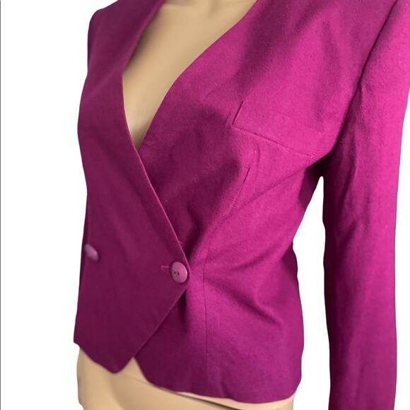 Point of View Collection Eggplant double breasted Cropped Blazer size 4 - Picture 2 of 7